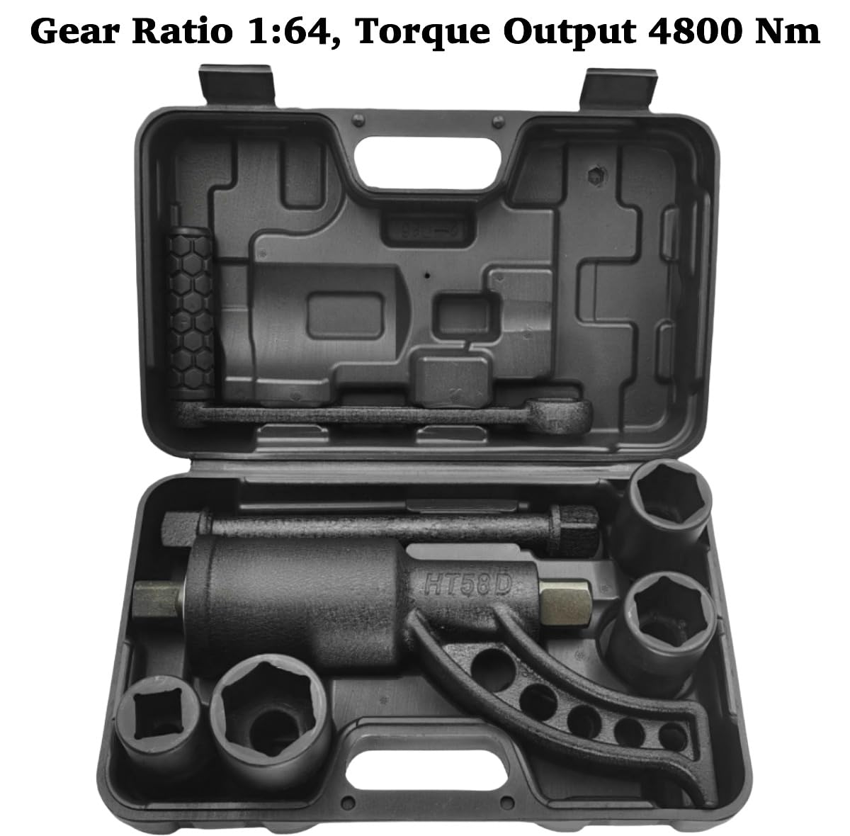 Heavy Duty Torque Multiplier Wrench Set, Torque Multiplier 1 inch Drive with 4 Sockets, 1:64 Labor Saving Lug Nut Wrench, 4800NM Lug Nut Remover Torque Wrench for Cars Trucks RVs