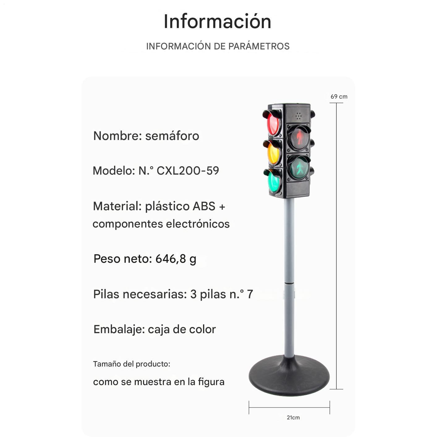 Semáforo Para Aulas - Señal de Paso con Luces y Sonidos | Juguetes Educativos Interactivos Para Juego Simbólico En Exterior Y Colegio