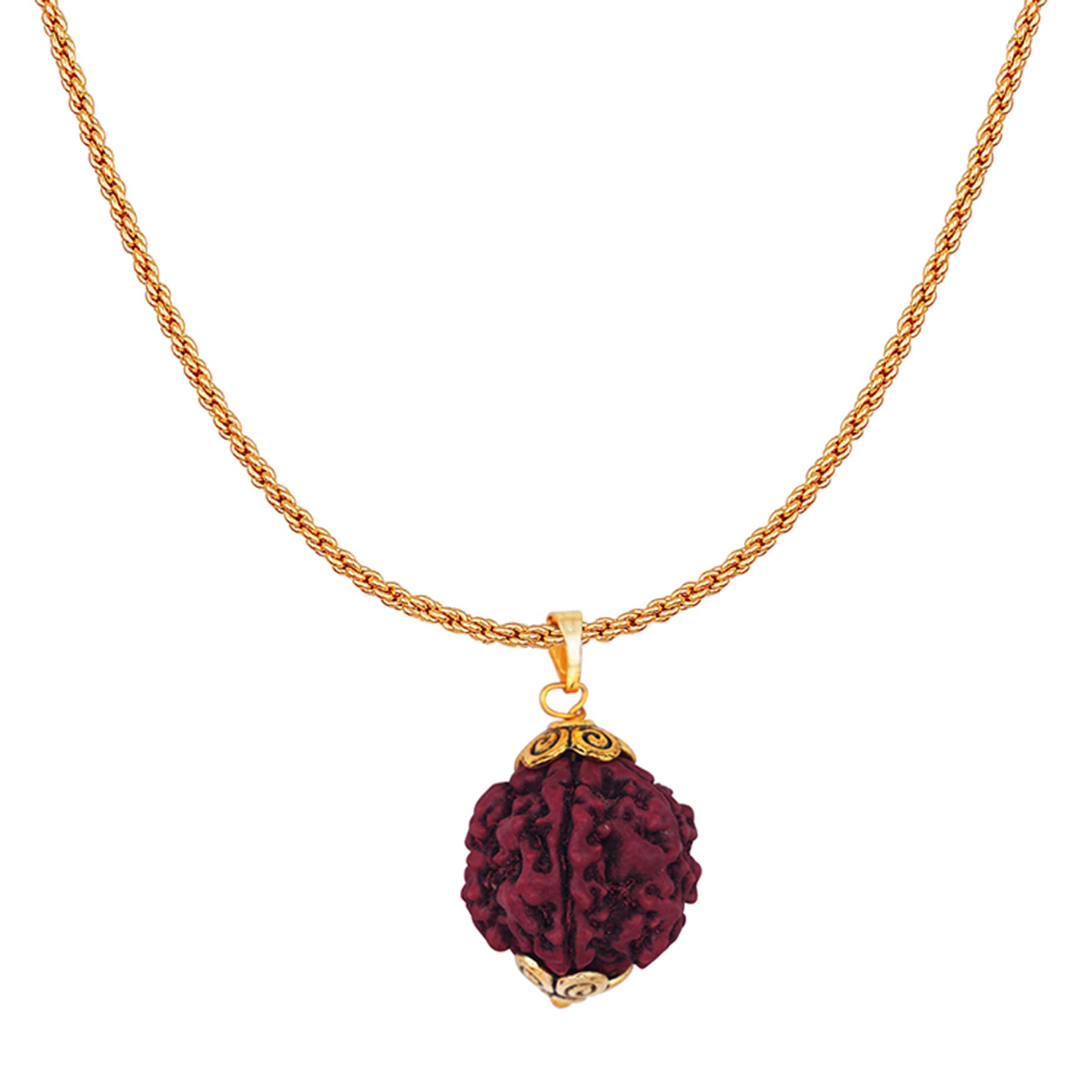 JFL - Jewellery for Less Traditional Gold Plated Panch Mukhi Rudraksha Pendant with Chain For Men and Boys Valentine (B0B8P29MTX) Amazon Price History, Amazon Price Tracker
