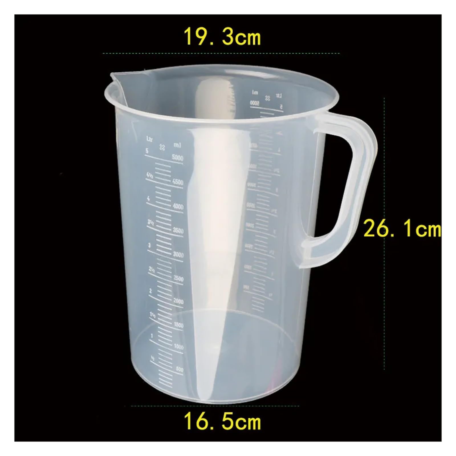 Vaso medidor de plástico con asa, 500 ml, ideal for cocinar, hornear y hacer bricolaje.(5000ml ordinary)