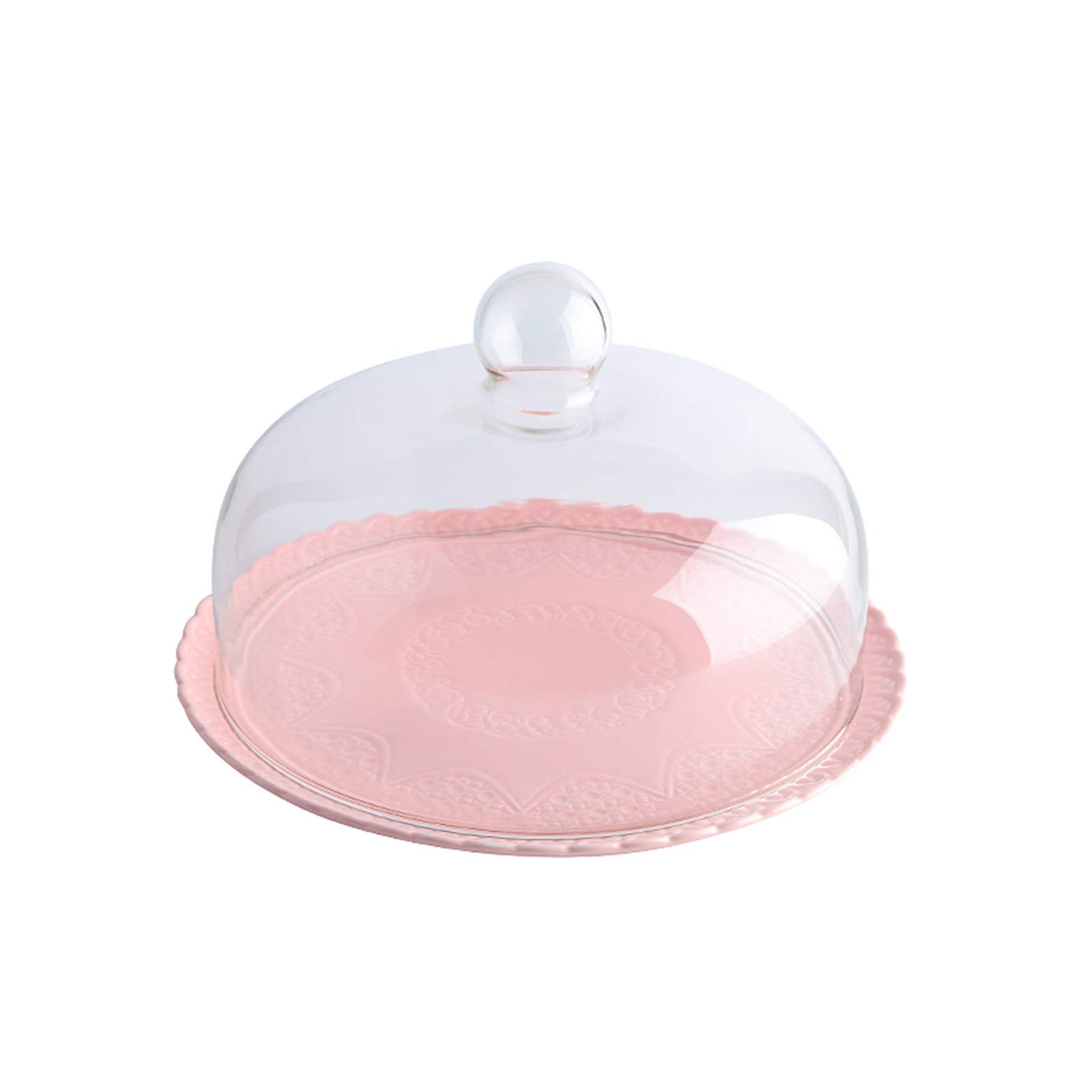 Copertura per Alimenti, Campana Coperchio Microonde,Piatti da Torta Rosa da 8 e 10 Pollici con Coperchio, Cupola in Vetro Coperchio a Cupola per la conservazione degli Alimenti Frutta formag