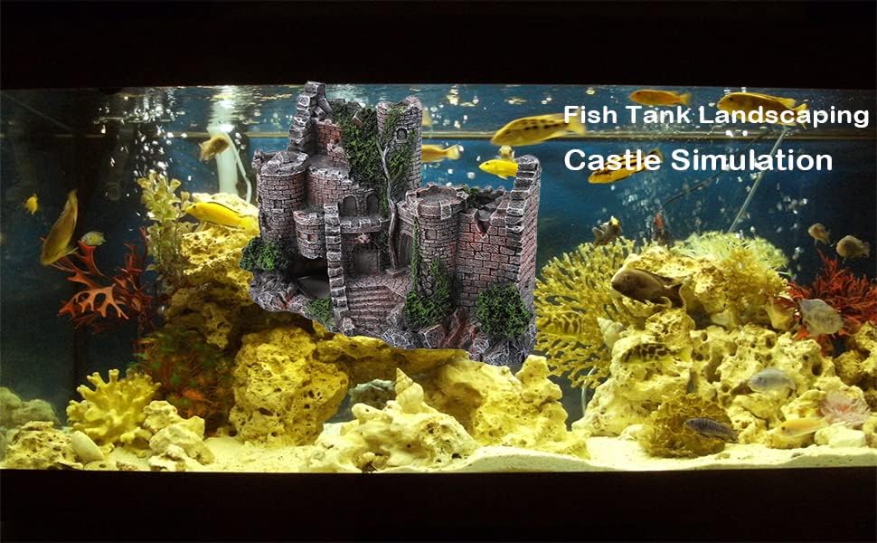 Miniatura 7 de Sluffs Casa de resina de simulación Decoración de ornamento de acuario de pecera, pecera Paisajismo Castillo Simulación Peces y camarones Camarones