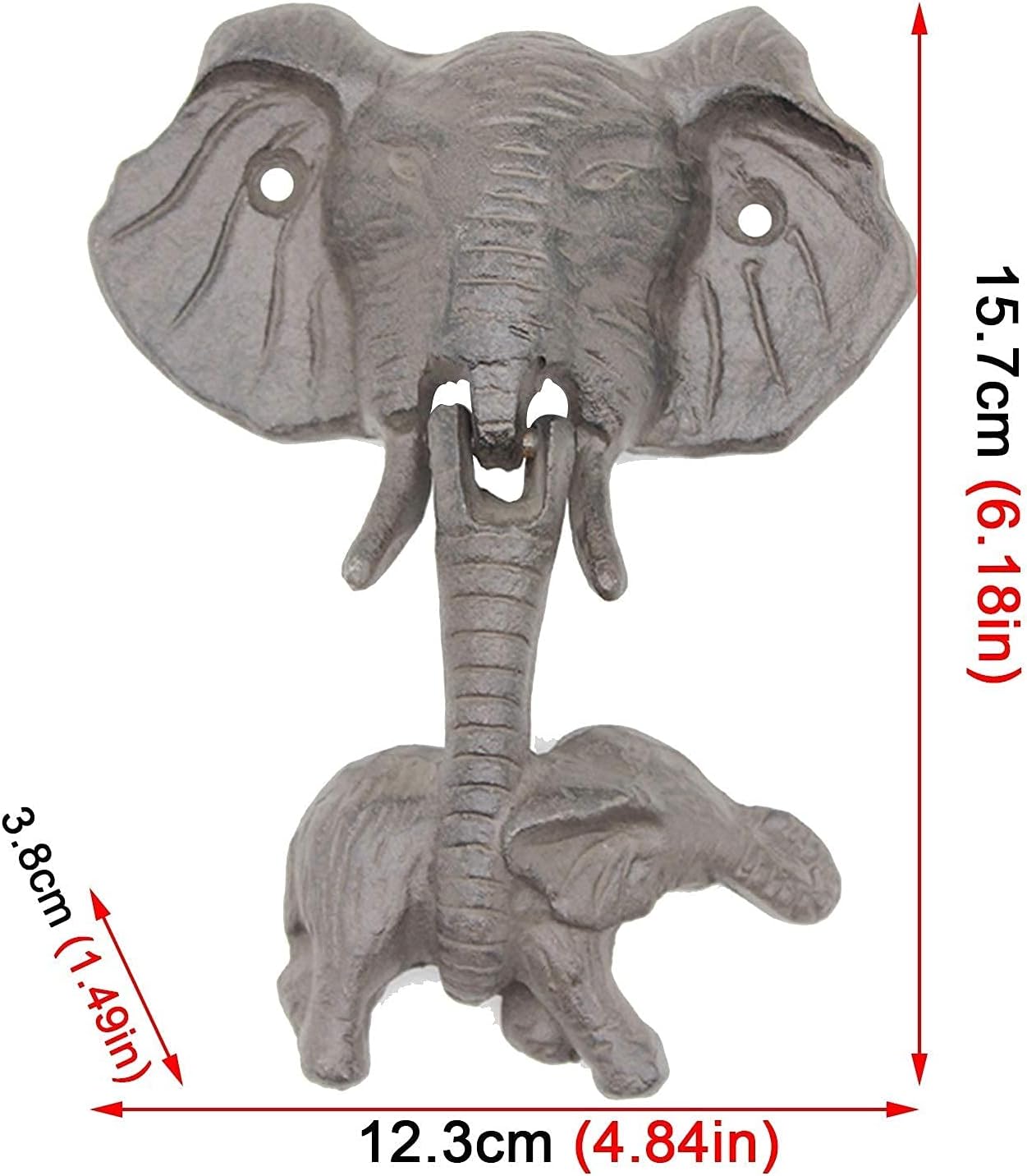 Luxury Wall Decor Restorer Supply Sturdy Elephant Shaped Door Handle Traditional Solid Cast Iron Gate Knockers for Closet Yard Farm House Furnishings 15.7cm Tall Shackle Handcrafted in Home (12.3 ×