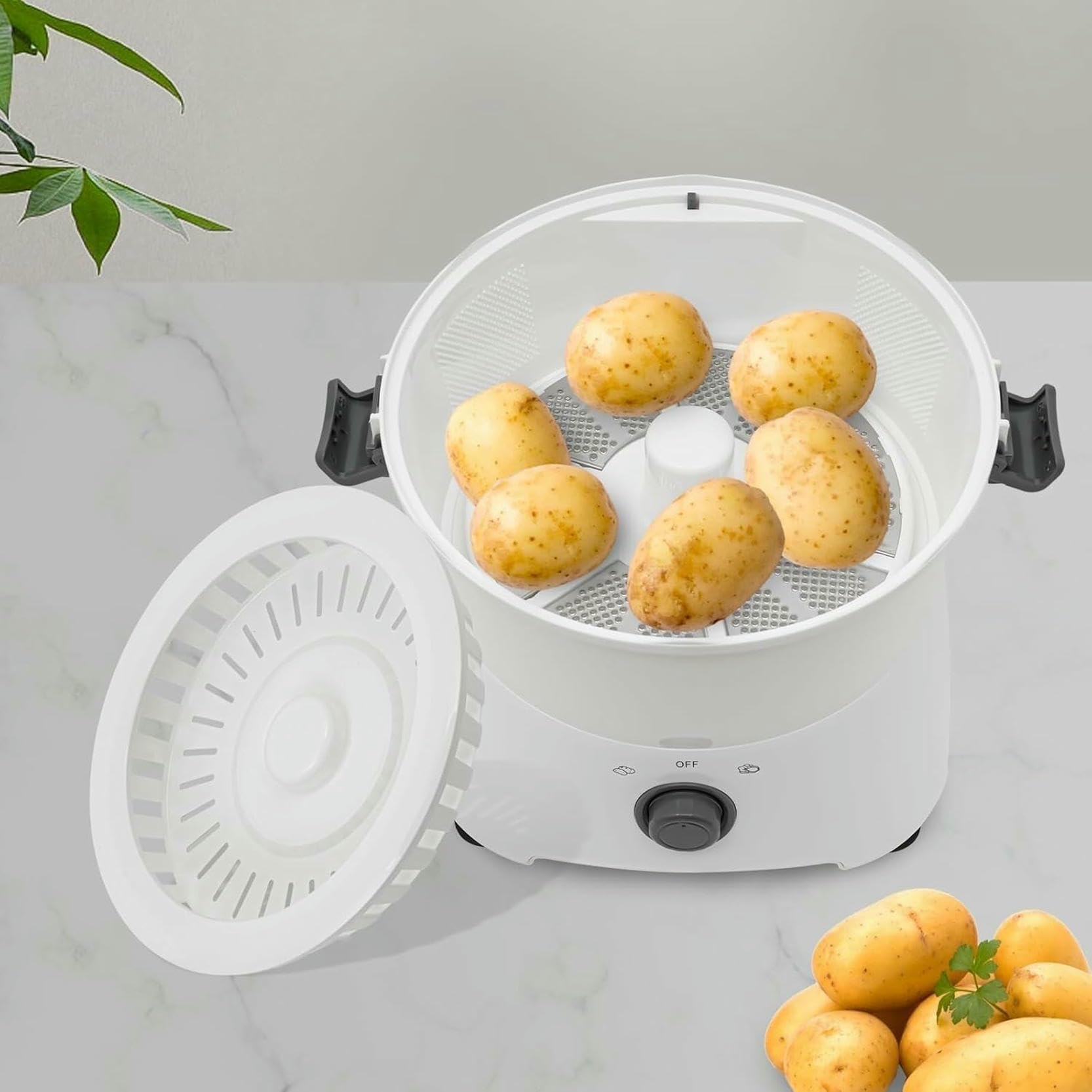 Pelador de patatas eléctrico, pelador automático de patatas, máquina comercial para pelar verduras y frutas, con accionamiento de un solo botón, portátil, centrifugador, para uso doméstico, cocina,