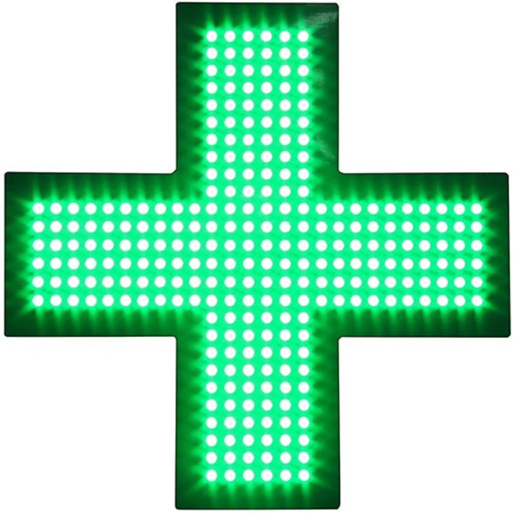 Medical Cross LED Dispensary Sign. Collective Shop Accessories Green Indoor Display Business Wall Commercial Decorations for Brick Mortar. Ultra