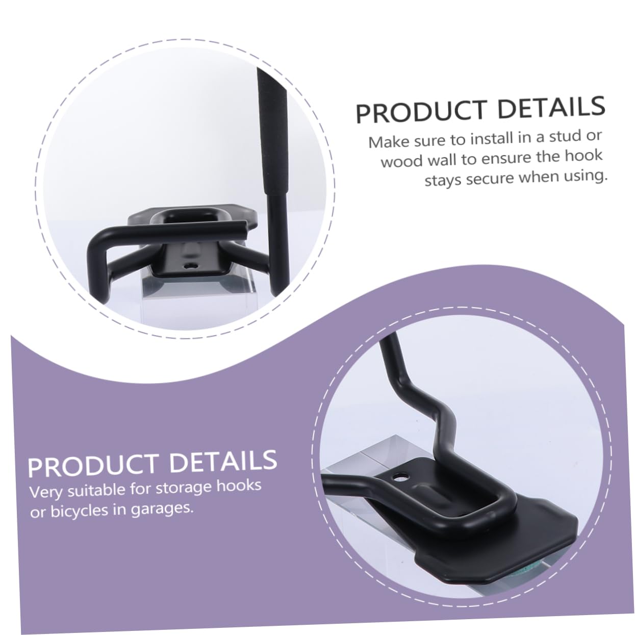 KOMBIUDA 1Pc Heavy Duty Bike Hanger Wall Mount Hook for Garage Storage Non Marring Vinyl Finish Easy Installation Includes Screws Bolts Suitable for All Bike Types