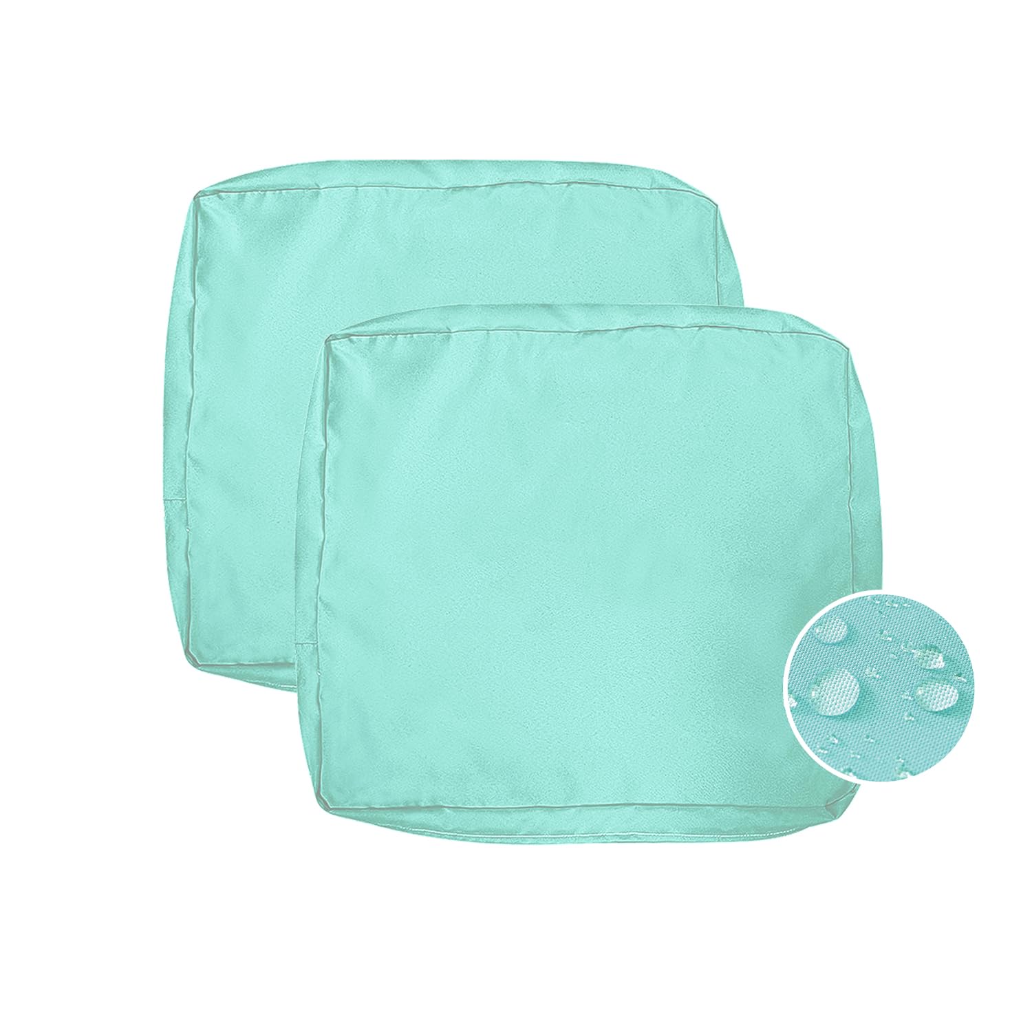 VAKADO Outdoor Patio Furniture Chair Cushion Replacement Covers Set of 2 Waterproof Aqua Decorative Cushion Cases Decor for Bench Garden Porch Couch