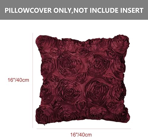Miniatura 4 de PiccoCasa - Juego de 2 fundas de almohada con diseño de flores 3D, románticas fundas de cojín decorativas de satén, funda de almohada con rosas