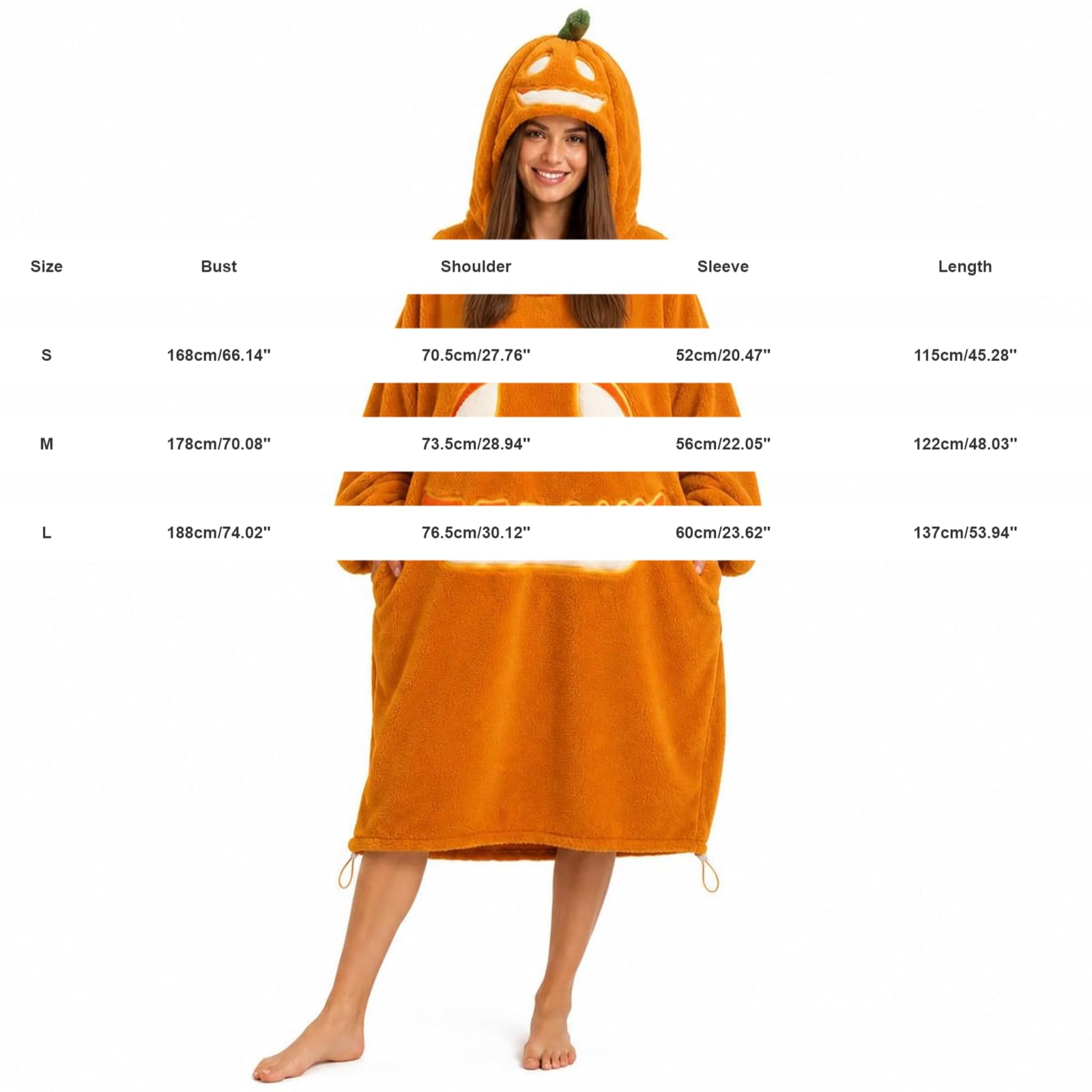 Costume Halloween Donna, Pigiama Intera Halloween Zucca con Cappuccio, Tuta Onesie in Pile Decorazioni, Pigiama Completo Adulto da Casa per Festa, Carnevale, Cosplay, Natale e Serate a Tema