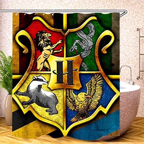 SMNVCKJ 4-teiliges Harry Poter Hogwarts Wasserdichtes Duschvorhang-Sets, Mit Fußmatten-Badunterlage, Toilettenunterlage… – Bild 4