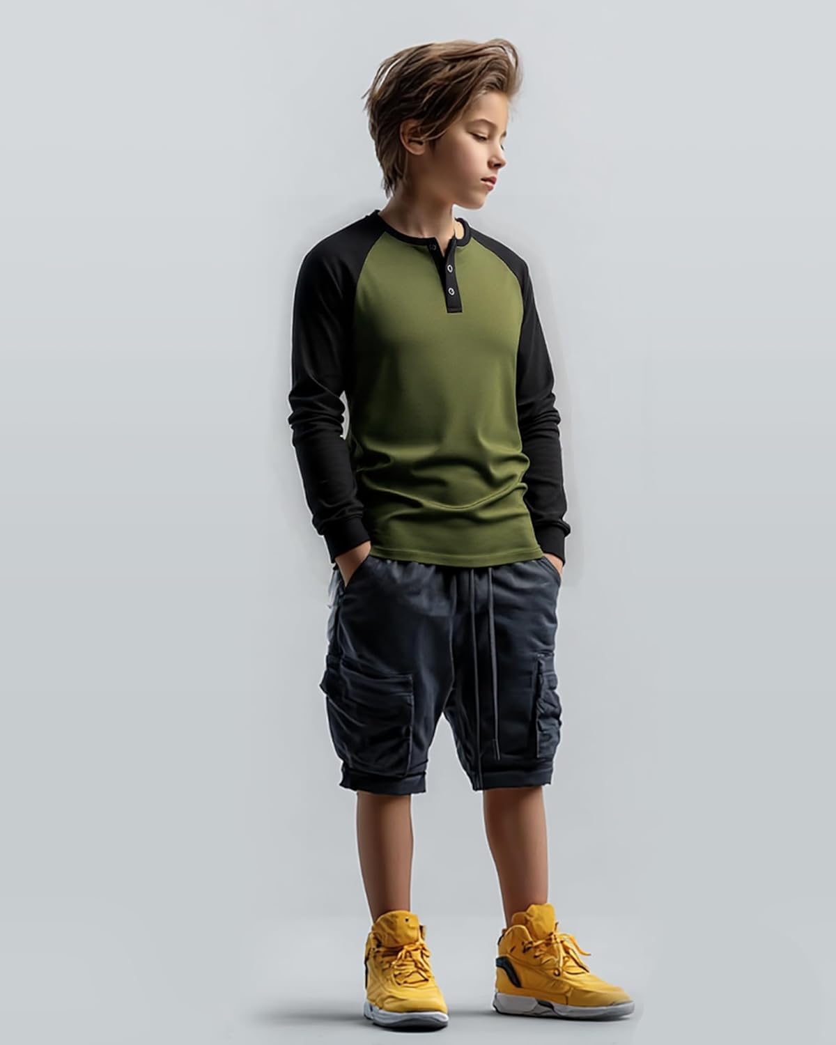 PureChapter 3 Pack Boys Long Sleeve Athletic Shirts Color Blocked Casual Baseball Shirts for Boys - Image 3