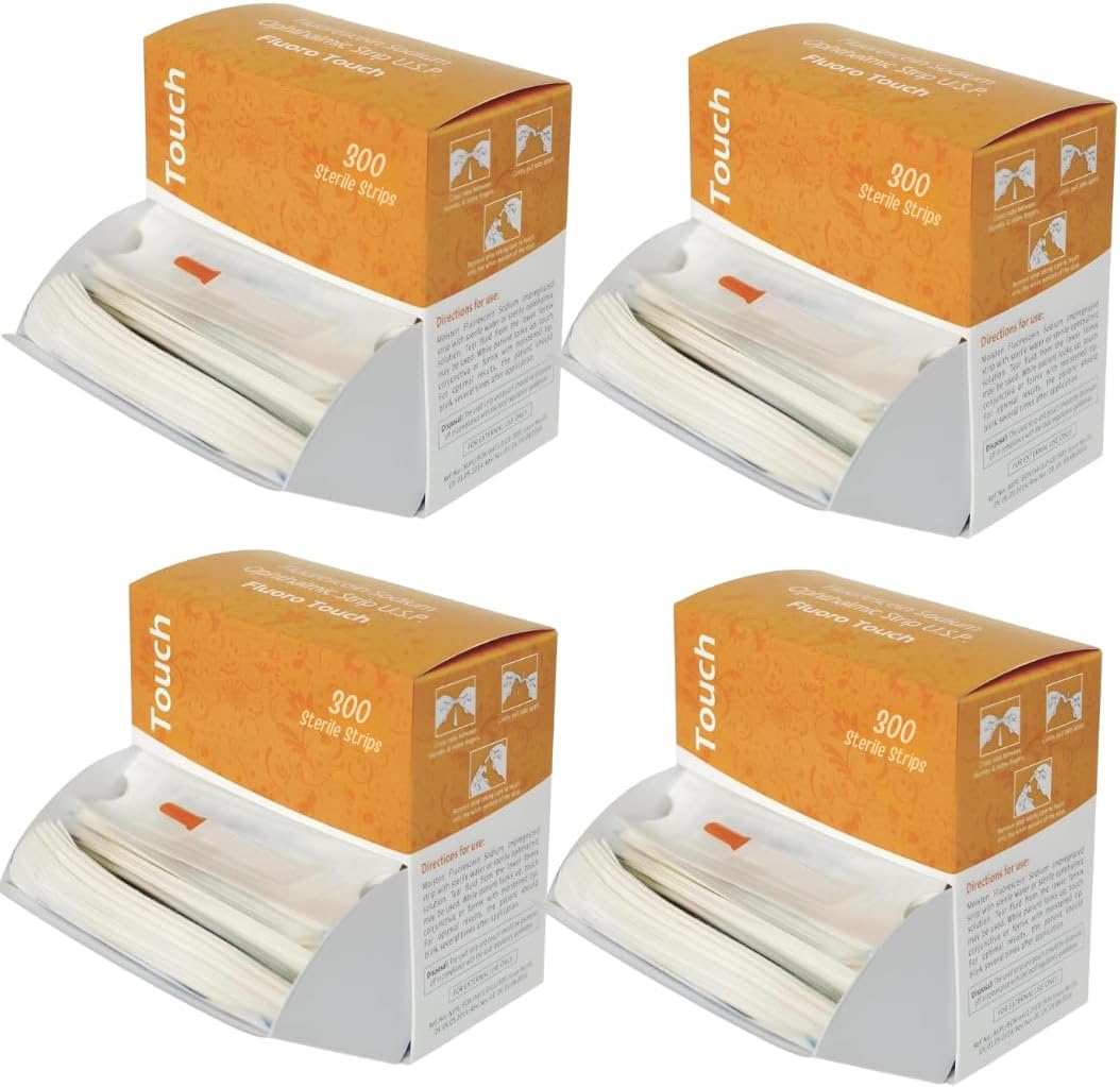 Ophthalmic Fluoro Touch Strips - 1200 Strips by KASHSURG -(4 x 300=1200 Count)