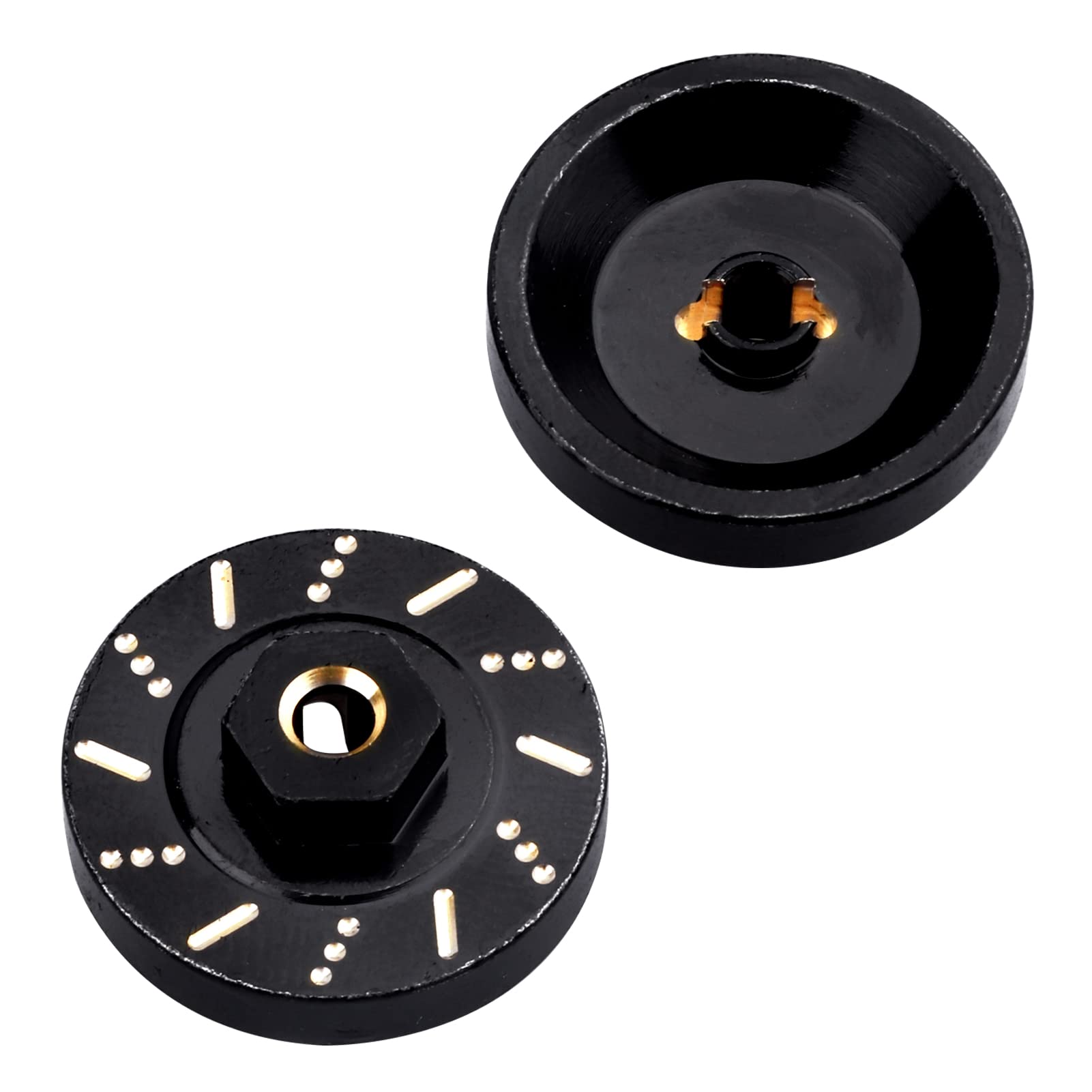 GoHobby 7mm Wheel Hex Brass Extended Wheel Weights SCX24 Upgrades Compatible with Axial SCX24 C10 Bronco Deadbolt AXI90081, Set of 4.