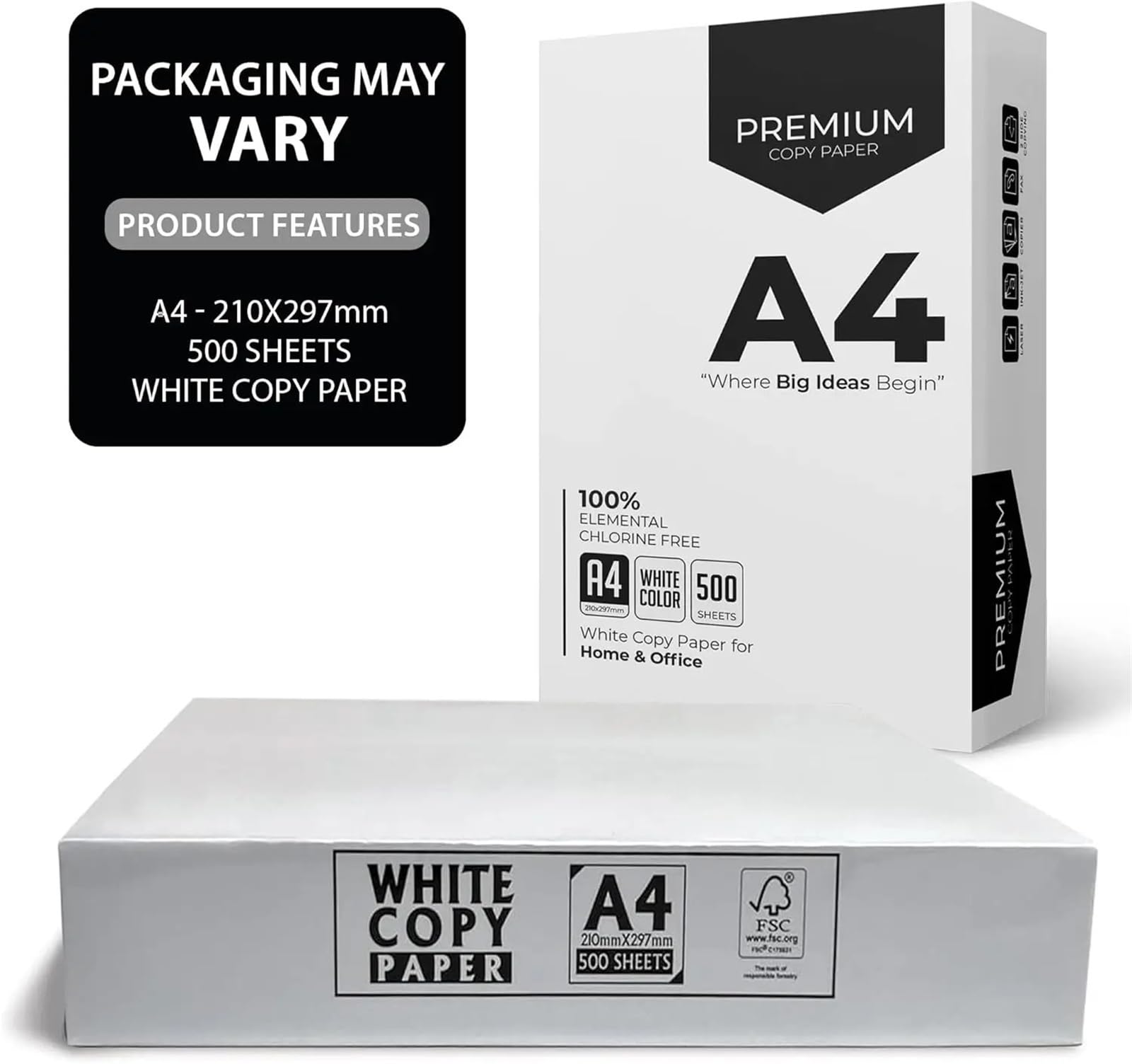 Kopierpapier Druckerpapier A4 A4-Druckerpapier – 2500 Blatt, weiß, kompatibel mit Tintenstrahl-, Laserdruckern und Kopierern, vielseitig einsetzbar, ideal for Zuhause