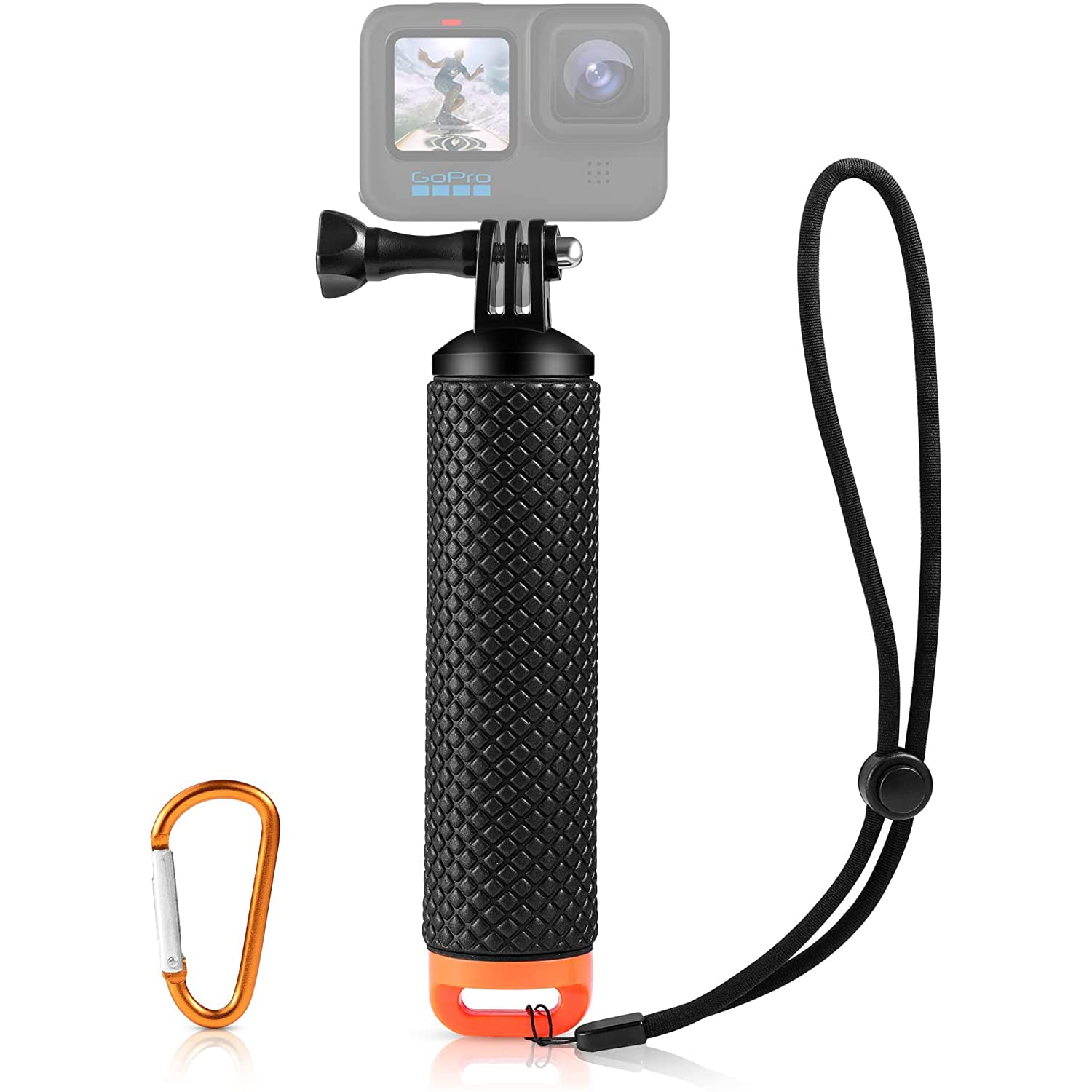 KASTWAVE Floating Hand Grip for Hero 10/9/8/7/6/5/4/3/3+/2/1/Session Black Silver, Camera Handler & Handle Mount Accessories Kit for Water Sport and Action Camera