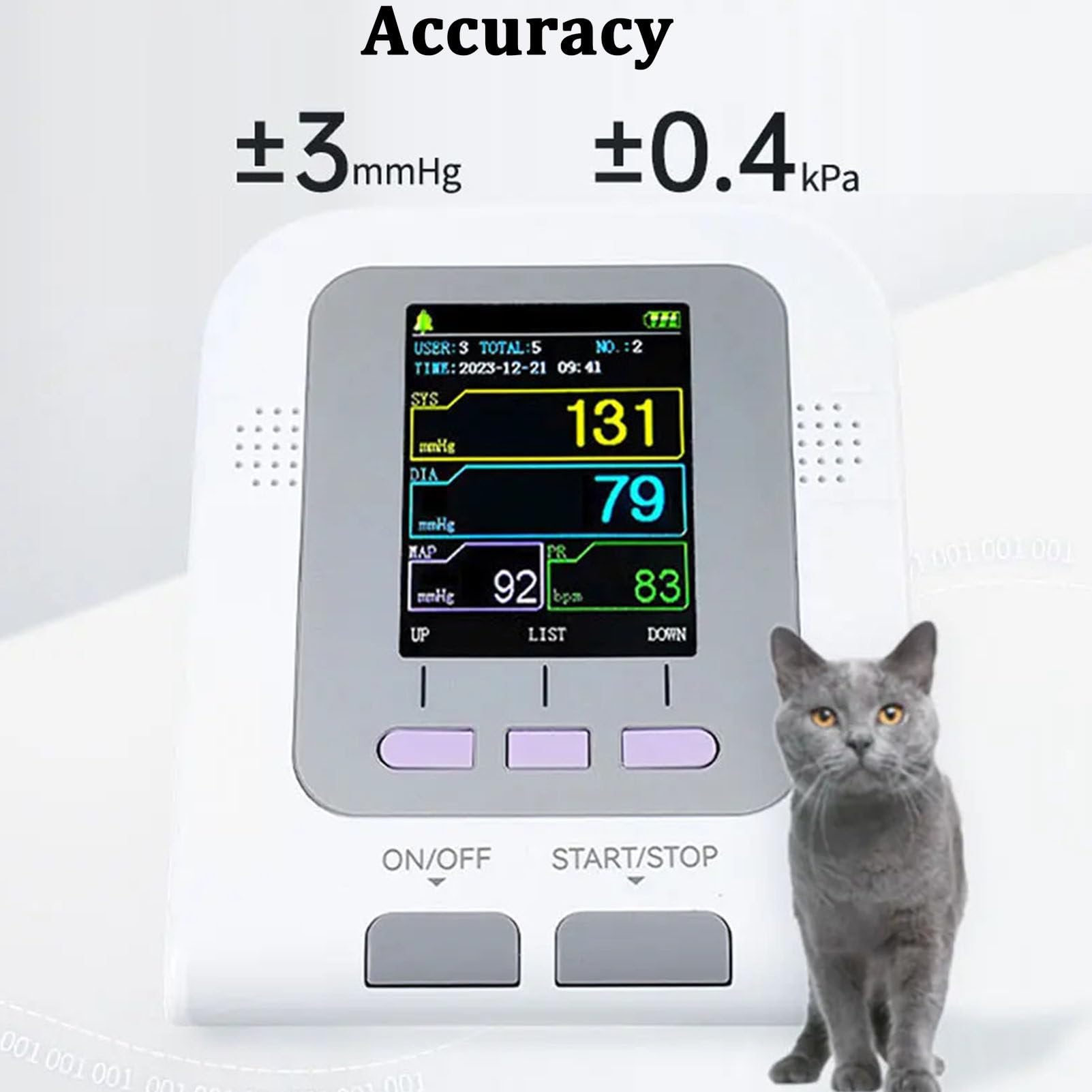 Tensiómetro digital para mascotas, equipo veterinario, esfigmomanómetro electrónico de 3 modos y 3 brazaletes, equipo veterinario de escritorio para el cuidado de perros, gatos y mascotas.