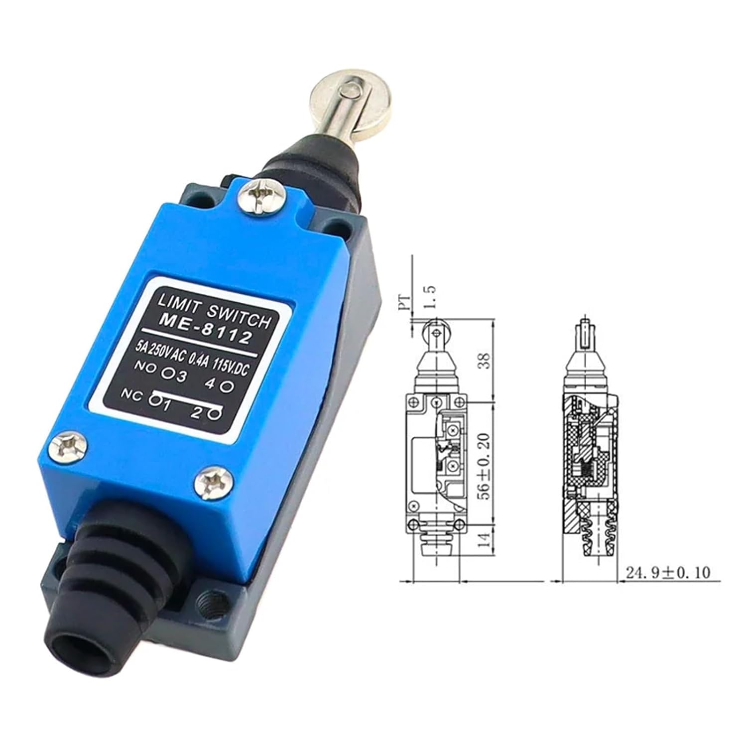 10PCS ME-8112 1NC 1NO Parallel Roller Plunger Actuator Limit Switch AC 250V