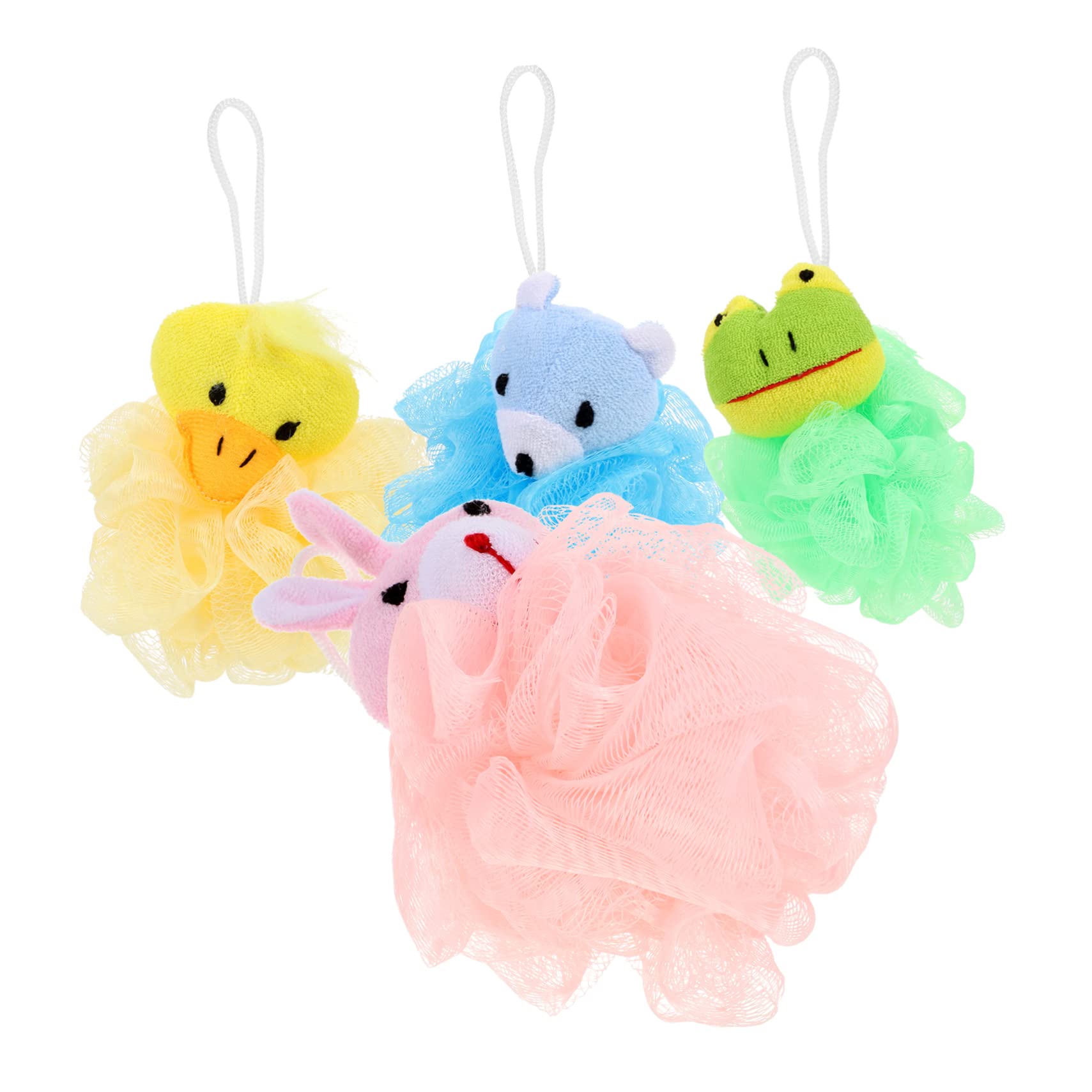 FRCOLOR 3 Set Di Spugne Da Doccia Per Ragazze E Set Di Spugne Da Bagno A Forma Di Luffa Esfoliante Per Bambini 4 Pezzi*3