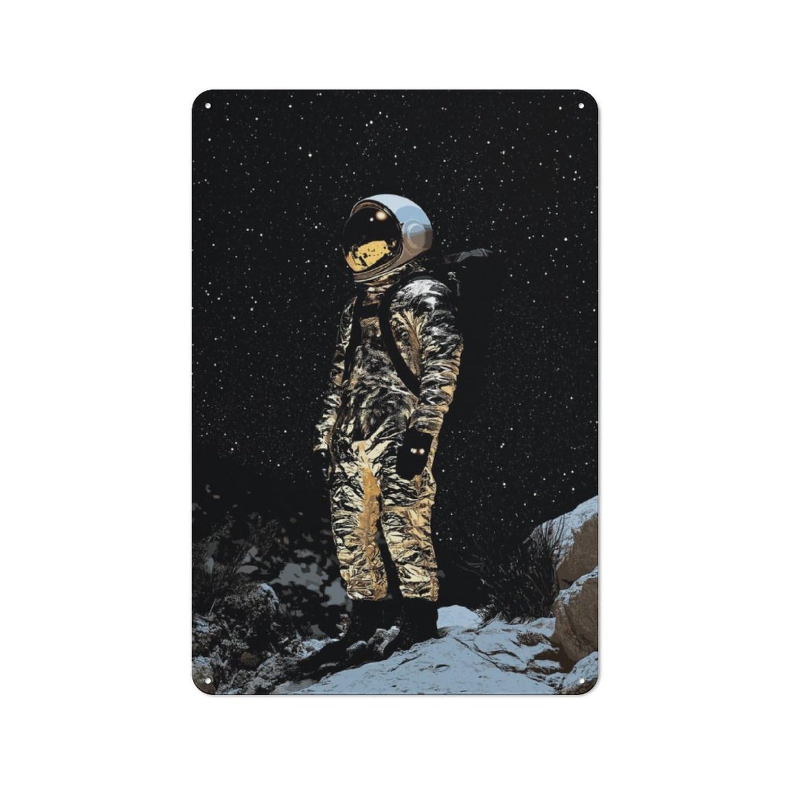 Junmoney Stand Astronaut Metal Sign 30X20cm With For Workshop Wall, Rustic Decor, For Collectors Decorating Workshops And Hobby Rooms
