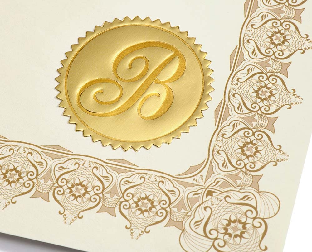 PaperDirect Gold Foil Letter B Monogram Sellos Accesorios sobre - Juego de 102