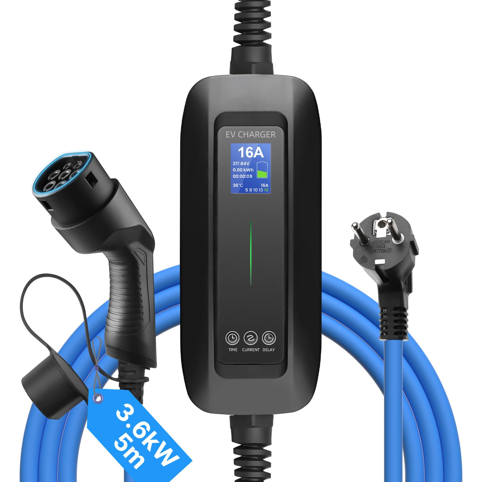 Cavo Ricarica Auto Elettrica Tipo 2 Schuko Wallbox Ricarica EV 11KW 16A Con App - Cavo 5M Tipo 2 A Spina CEE Trifase, IP65 Cavo Ricarica 11kw Tipo 2 - Foto 12