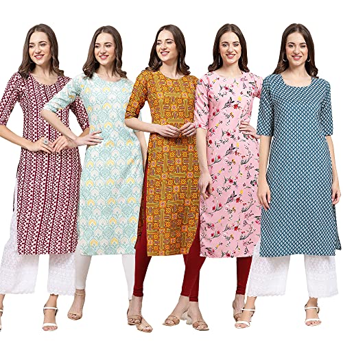 Image of Pinkmint Women's Crepe Digital Print Straight Kurta