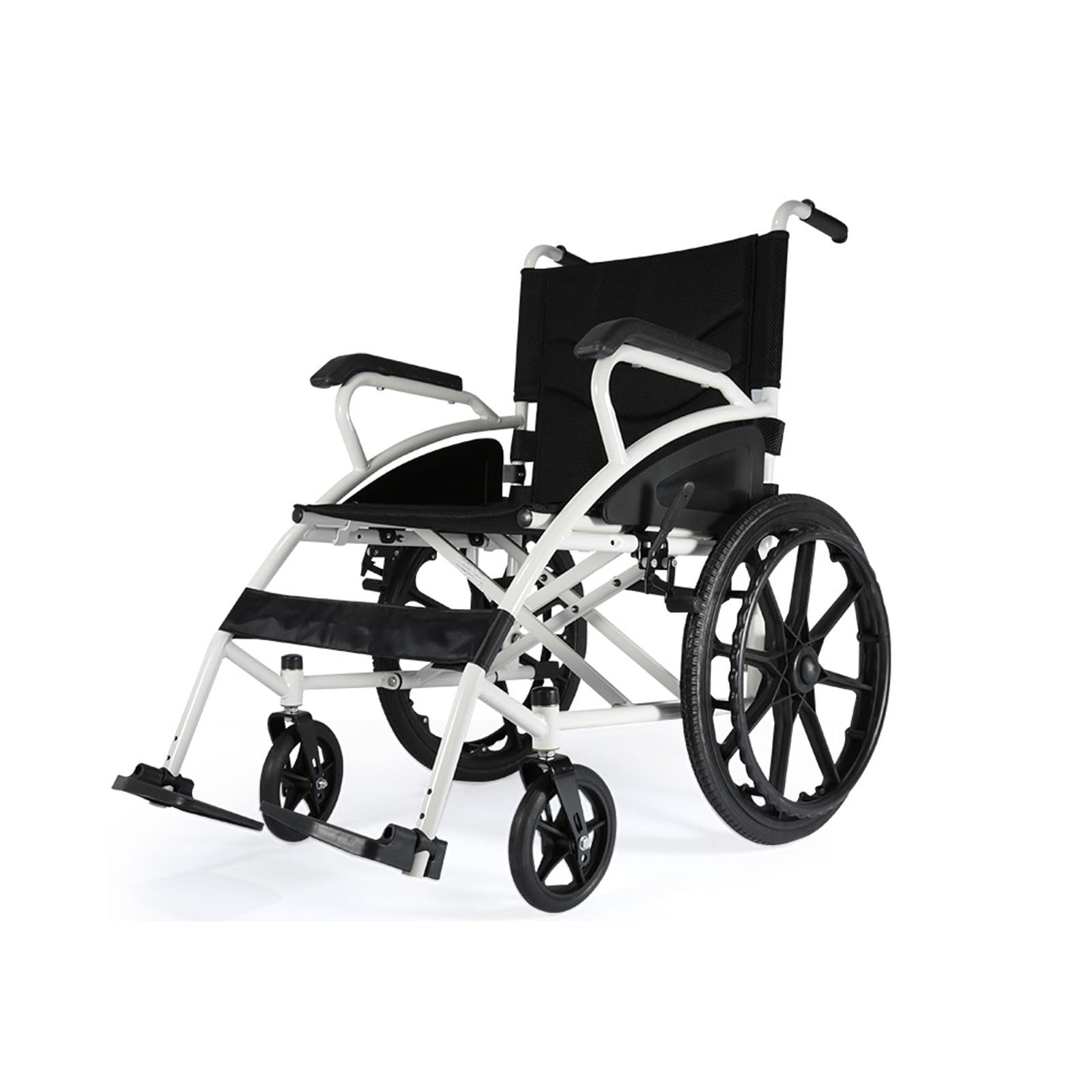 Silla de Ruedas Plegable Deo Silla de Ruedas Manual Ligera con Reposapiés Ajustable en 3 Niy Ruedas Traseras de 18 Pulgadas Pu