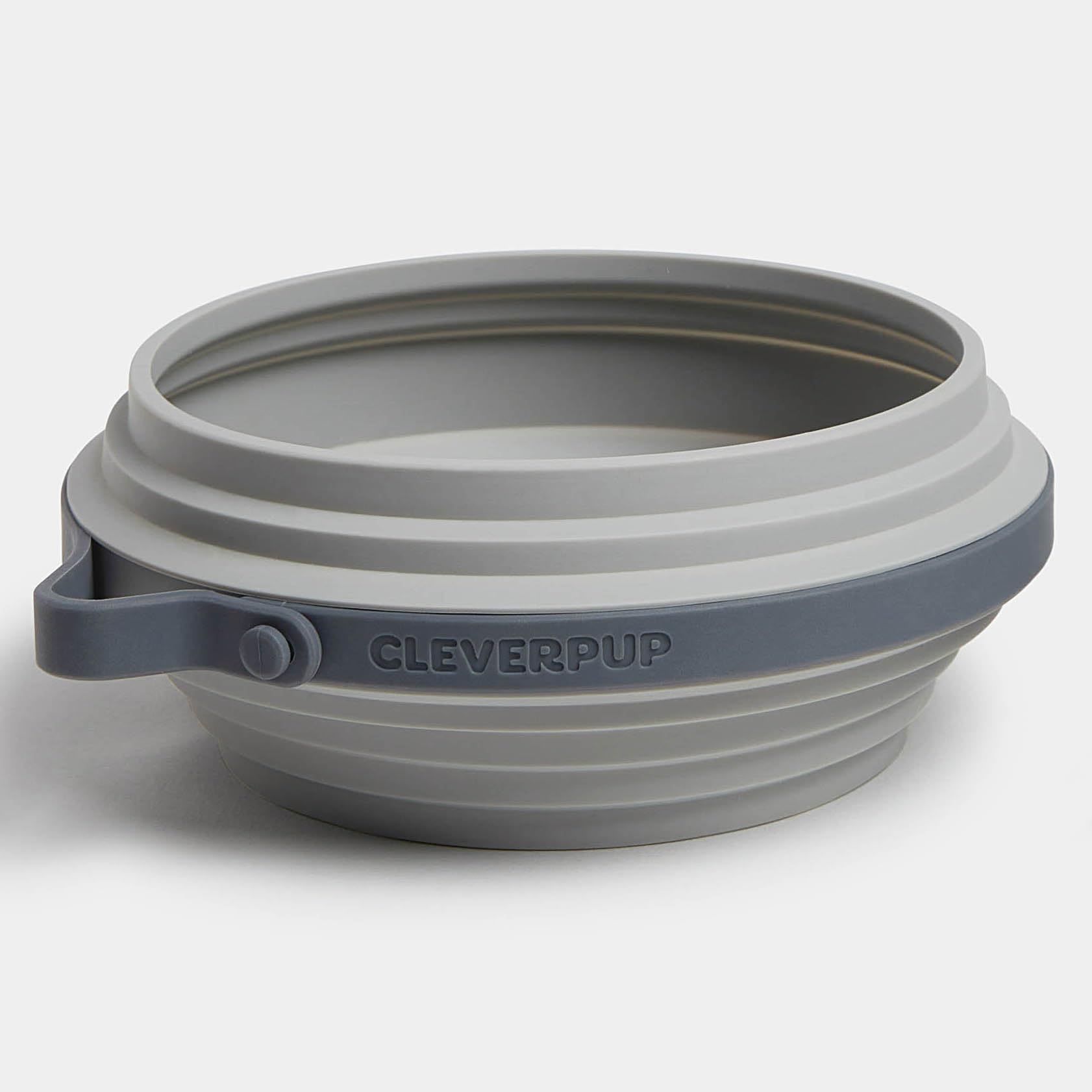 Cleverpup, Nomad Large Collapsible Dog Bowl - 4 Cup Food-Safe Silicone Travel Bowl for Dogs, Portable & Sturdy, Food/Water, Dishwasher Safe - Grey