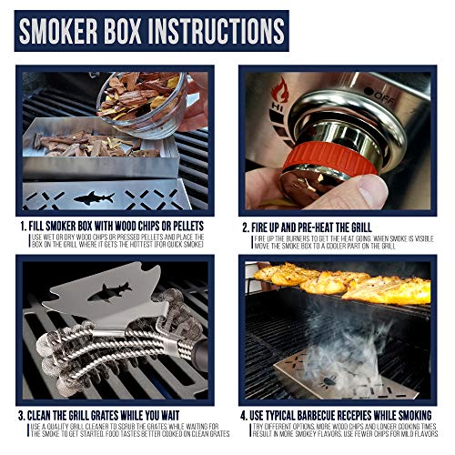 Smoker Box for Gas Grills and Charcoal Kettles - Works with All Pellets and Wood Chips - Professional BBQ Smoke Flavor from Propane or Electric Grilling