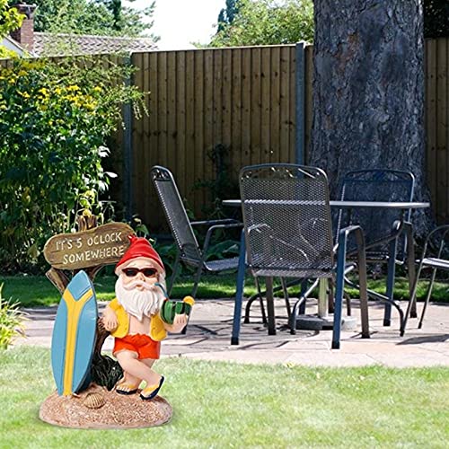 Benvenuto Segno Giardino Gnome Sculture e statue, figurine con tavola da surf Segno di benvenuto Resina Prato ornamenti per la decorazione del giardino del giardino domestico Benvenuto Decorazioni