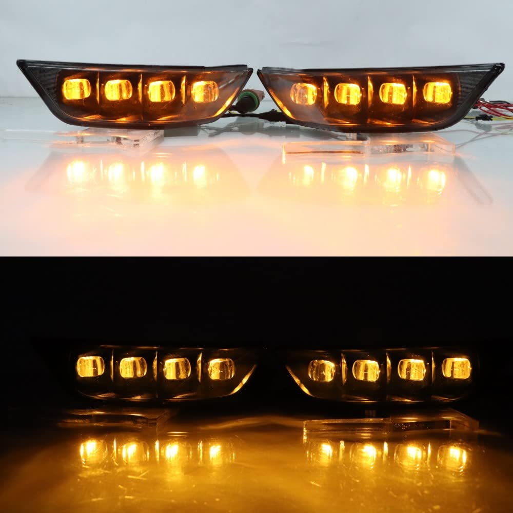 Luces diurnas LED DRL para Ford Mustang 2015 2016 2017, Parachoques delantero LED blanco DRL + intermitentes amarillos Streamer, iniciar escaneo