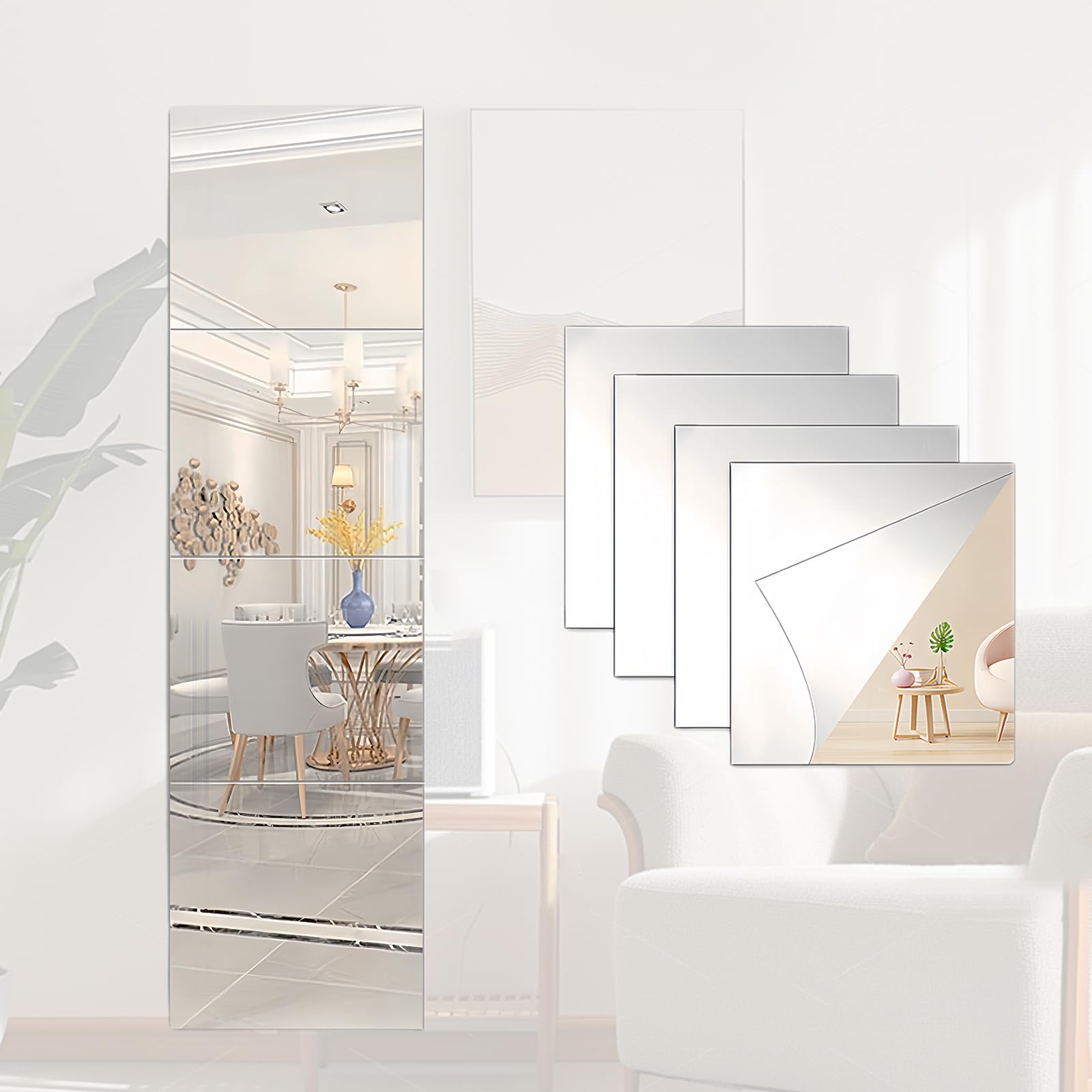 Miroirs Muraux Autocollant,7 Pièces Miroir Stickers Muraux Décor