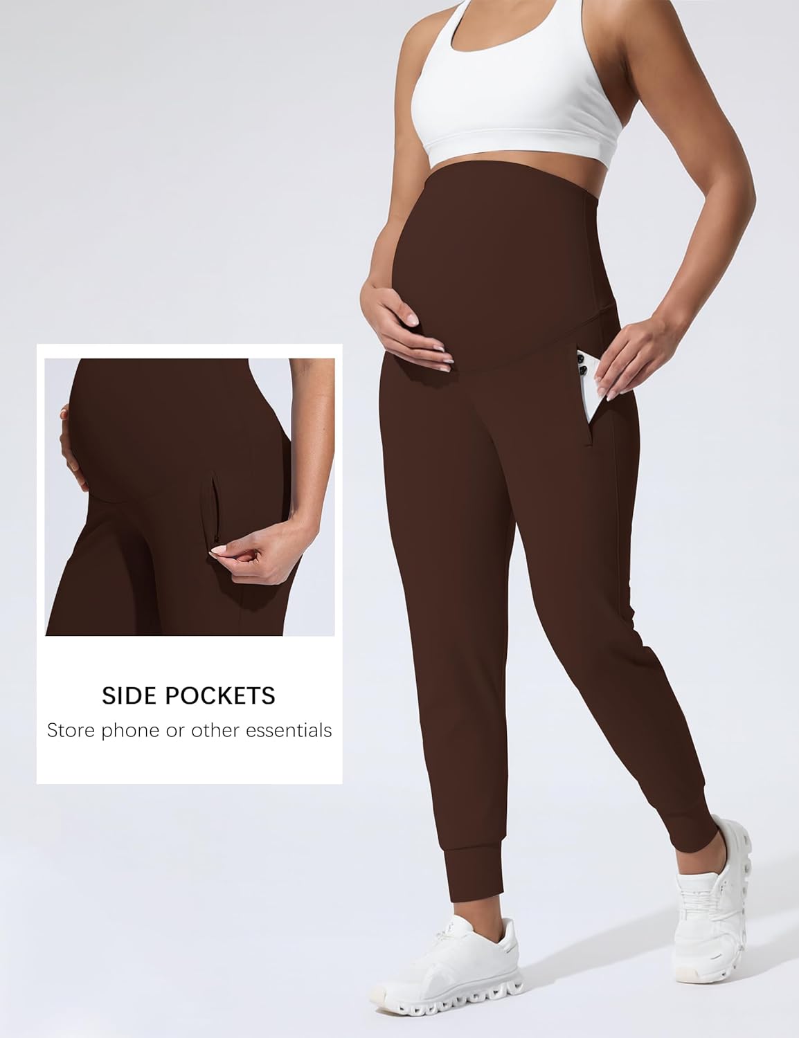 Mama Land Maternity Joggers with Pockets Over The Belly Buttery Soft Pregnancy Pants for Yoga & Activewear - Image 3