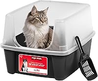 Vista 1 de IRIS USA Caja de Arena Grande para Gatos con Escudo Contra Dispersión y Pala, Bandeja de Arena para Gatos de Lados Altos con Parte Superior Abierta