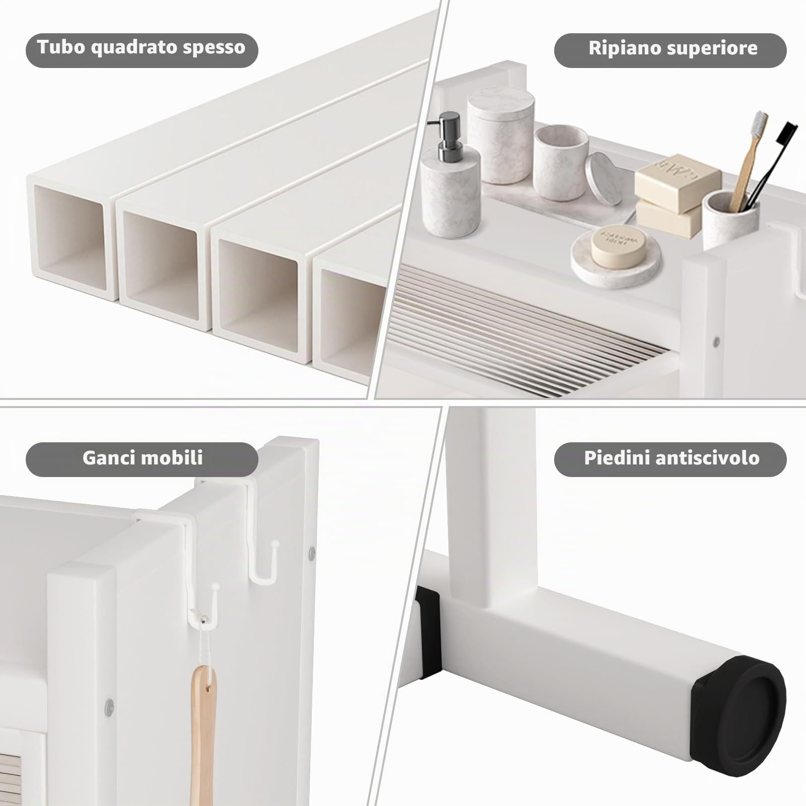 Scaffale sopra Lavatrice e WC a 2 Ripiani – Mobile Salvaspazio per Bagno e Lavanderia, er Lavatrice e Asciugatrice, Mobile da bagno, Bianco, 70 x25x133.5cm