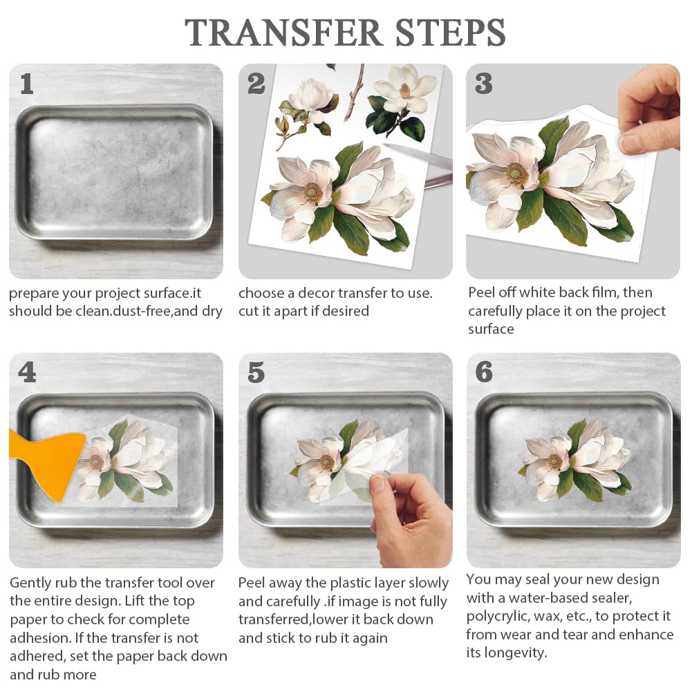 OLYCRAFT 3pcs/set Rose Manor Frotter Sur Les Transferts Pour Les