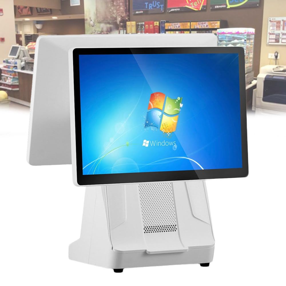 Caja Registradora con Pantalla Táctil,Registradora Pos para Tiendas,Monitor 15,6 Pulgadas,6 Puertos USB,Multitáctil Capacitivo,para Pequeñas Empresas Y Comercios Dualscreen