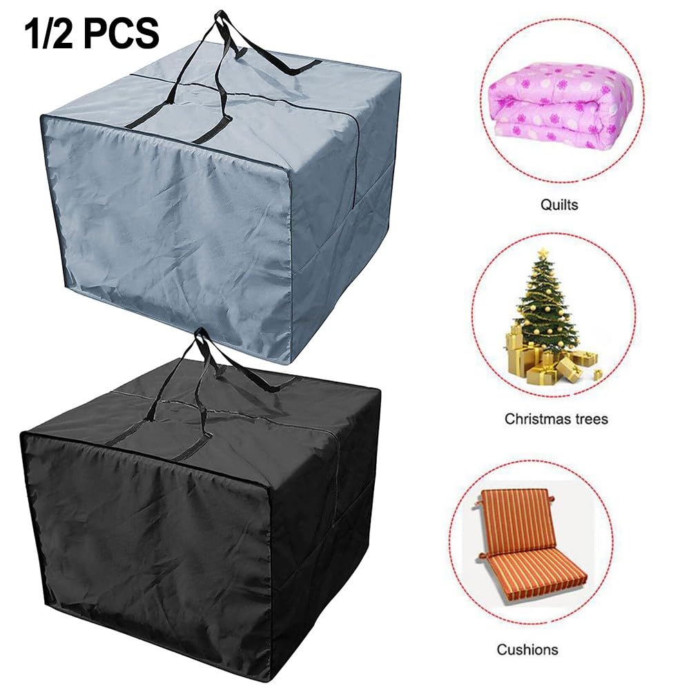 Borsa per mobili da giardino resistente, 81 x 81 x 61 cm, custodia impermeabile in poliestere con cerniera per cuscini da esterno, albero di Natale, nero