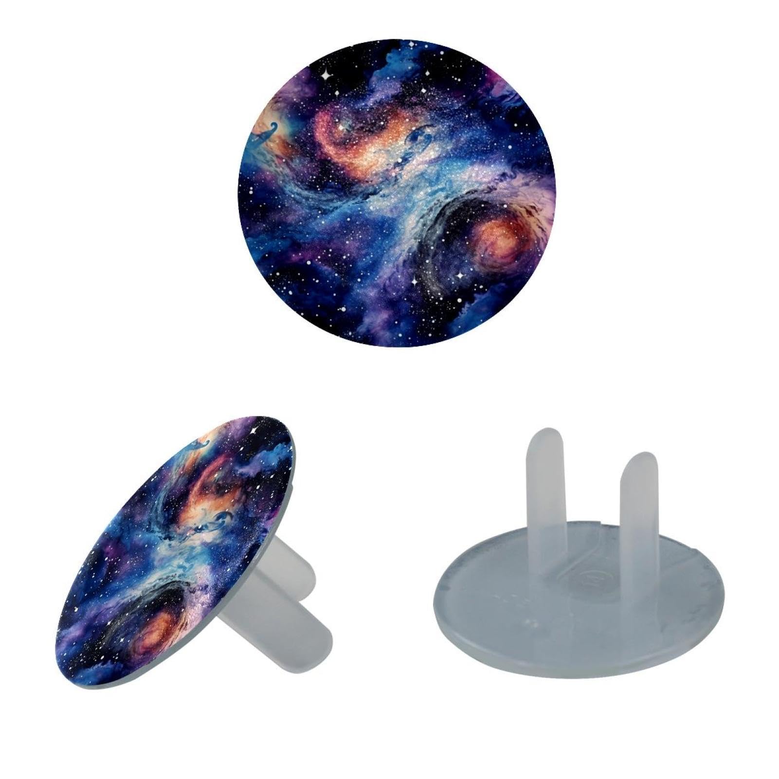 24 Packs Galaxy Universe Planet Child Proof Outlet Covers Electrical Safety Socket Protection Caps for 2-Prong Power Wall Plates, Safe and Secure Plugs Protector