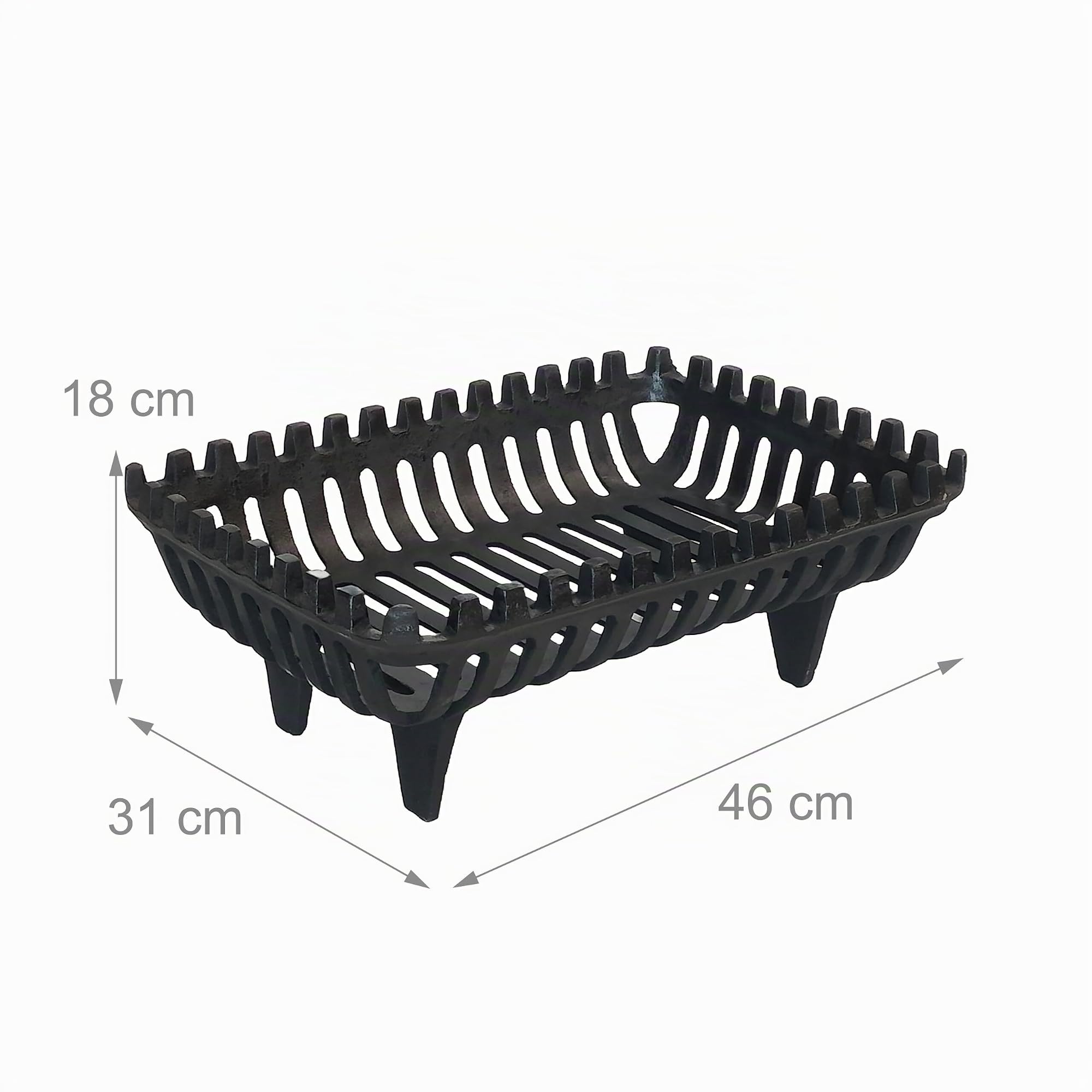 Relaxdays Kaminrost, Feuerbock für Kamin, HBT: 18 x 46 x 31 cm, schwarz