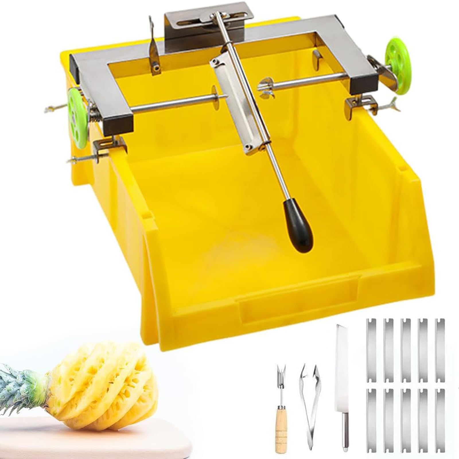 ASerZenith Pineapple Peeler, Stainless Steel Pineapple Cutters Peeler, Flexible Knife Control Thickness, Convenient Effort Saving Fast