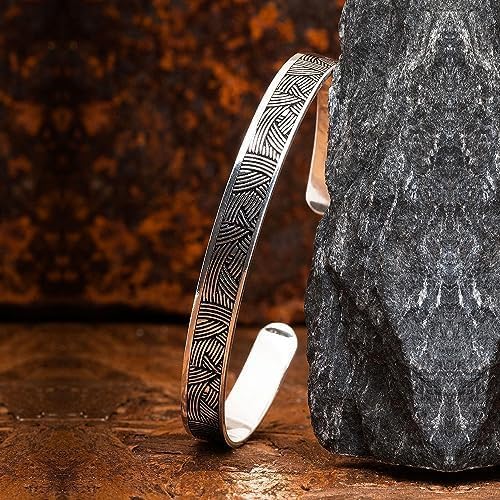Silbernes Herrenarmband. Manschettenarmband für Herren. Personalisiertes Herrenarmband mit Gravur. Dicke Manschettenmänner. Armband für Ihn. Individuelles Jubiläumsgeschenk in Silber für Männer.