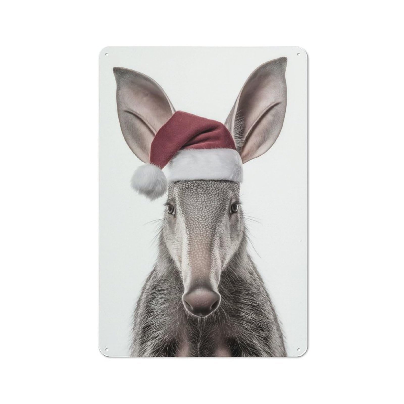 Junmoney Aardvark Christmas Portrait Vintage Tin Sign 30X20cm With For Guest Room Or Hallway, For Collectors Decorating Guest Rooms And Hallways