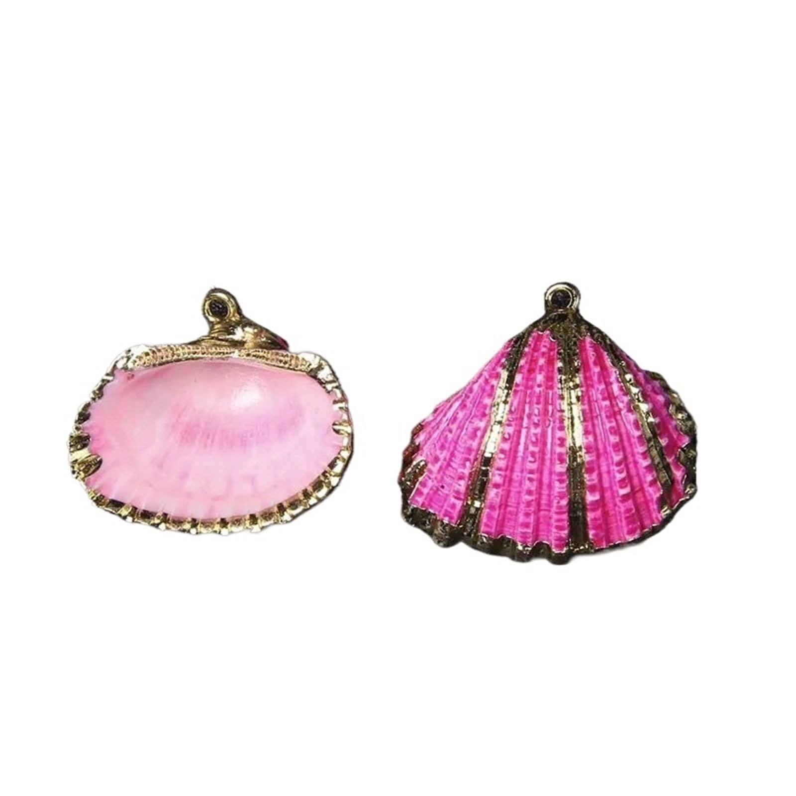 8pcs Colorful Shell Charms Conch Seashell Scallop Cowrie Pendant For Necklace Jewelry Making Craft(Pink)