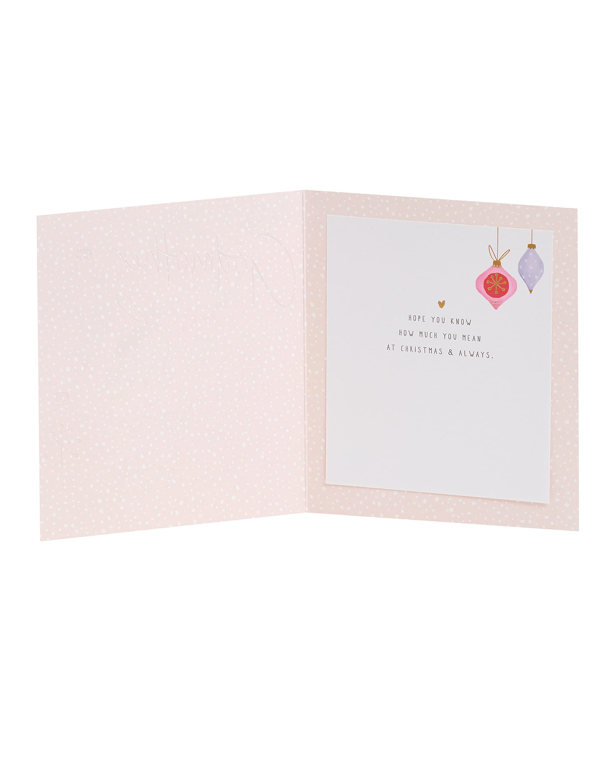 A Lovely Godmother Xmas Baubles Gold Foiled Christmas Card Xmas Greeting Cards, Godmother Baubles, 159mm x 184mm - Image 2