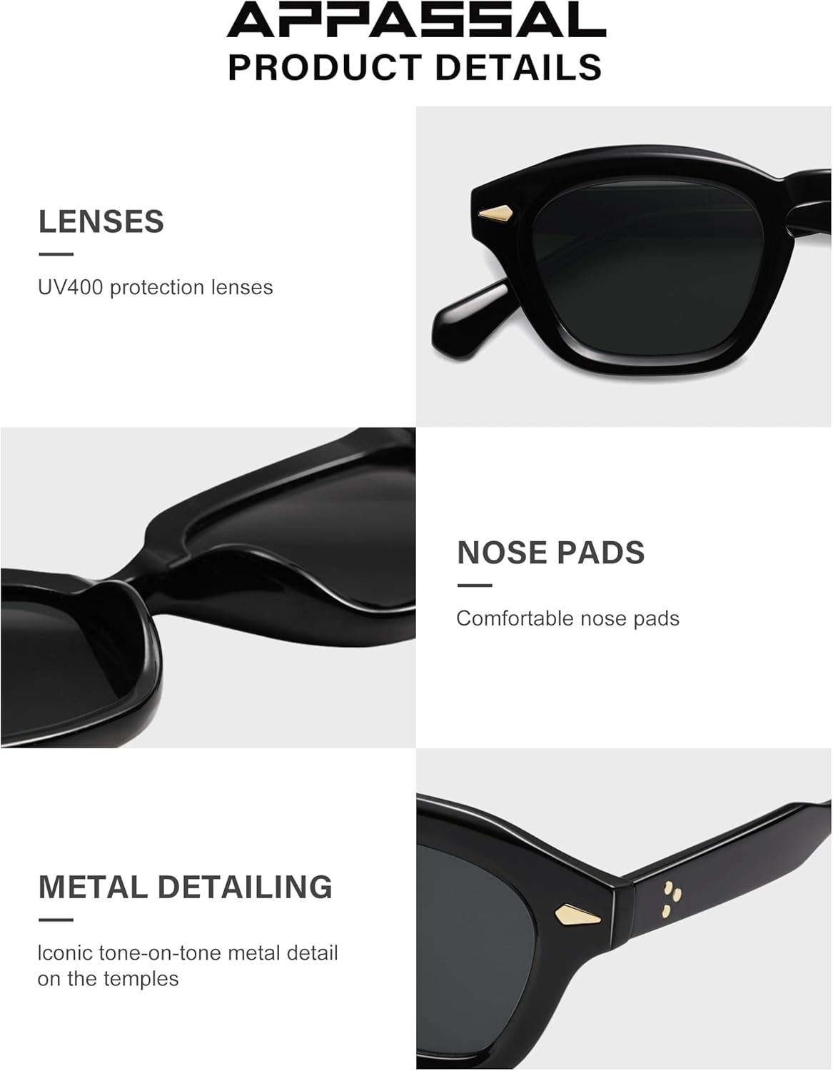 Small Retro Square Sunglasses for Women Mens Rectangle Sunnies AP3680 - Image 3