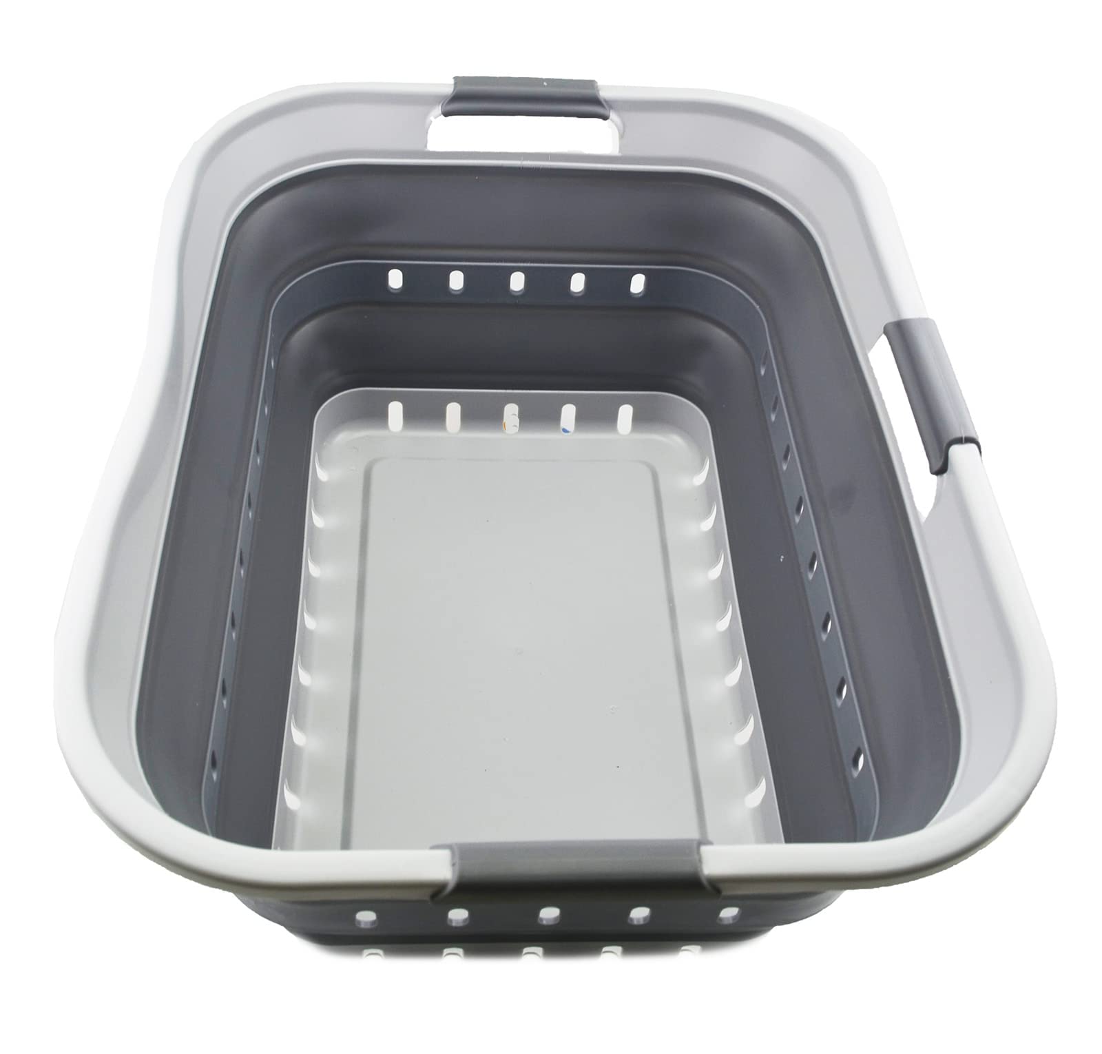 SAMMART 42L Collapsible Plastic Laundry Basket - Foldable Pop Up Storage Container/Organizer - Portable Washing Tub - Space Saving Hamper/Basket (1, Grey/Dark Grey) โ image 1
