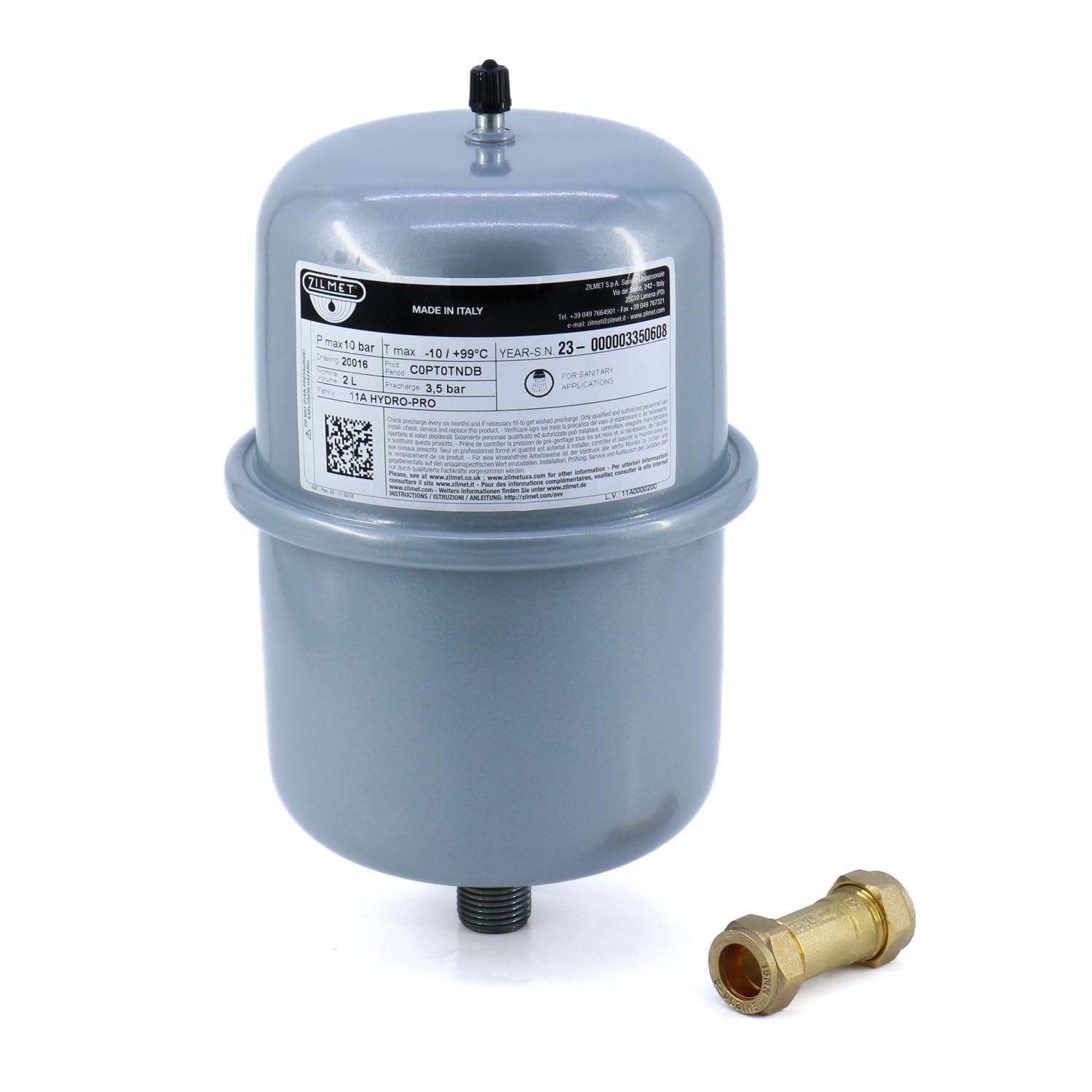 Varem Expansion Vessel Potable 2 Litre With Check Valve