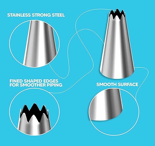 Miniatura 6 de Juego de bolsas y puntas para principiantes, kit de suministros de decoración de pasteles para hornear con bolsas de pastelería y puntas, puntas de