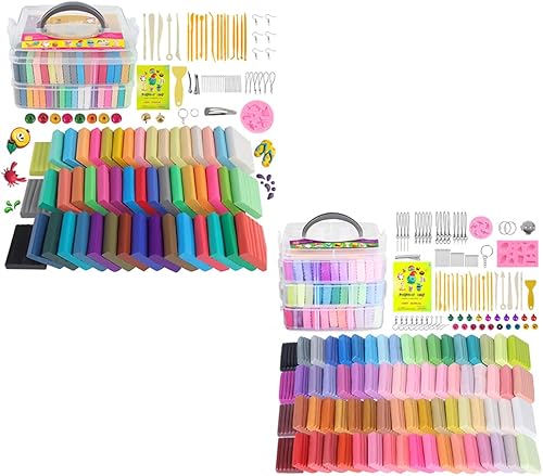 Miniatura 31 de Kits de arcilla polimérica de 50 colores, arcilla de modelado de Navidad para niños, molde de bricolaje, horno, arcilla con caja de almacenamiento